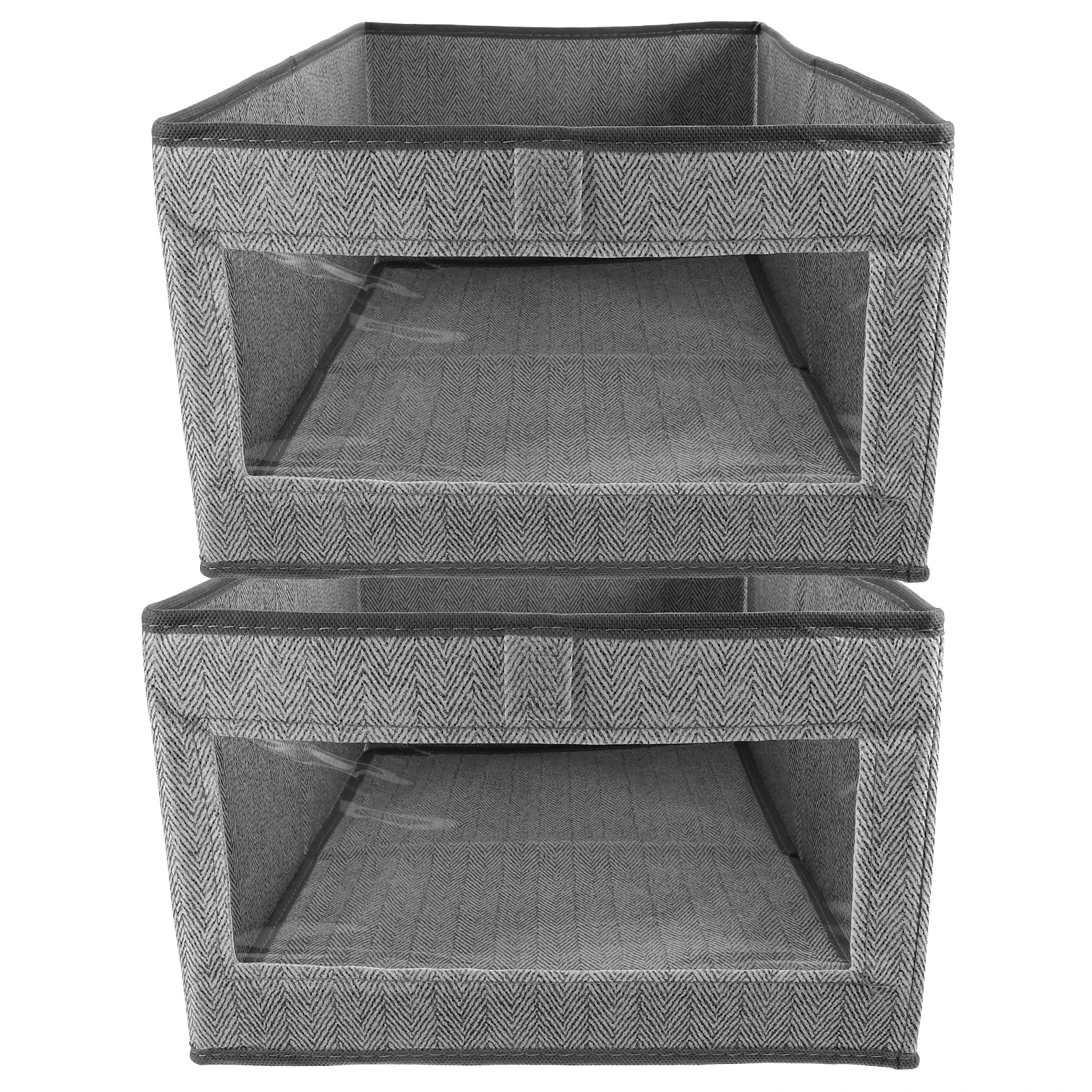 

2 Pcs Grey Fabric Storage Boxes Foldable Wardrobe Bedroom Clothes ganizer ganizer Clear Window Clothes Container Home Closet