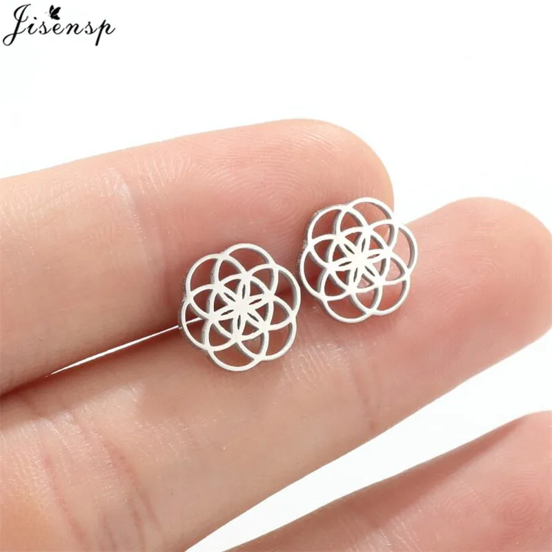 Bohemia Geometry Flower of Life Earrings Carved Pattern Plant Jewelry Hollow Mandala Earing for Ladies Vintage Wedding Jewellery