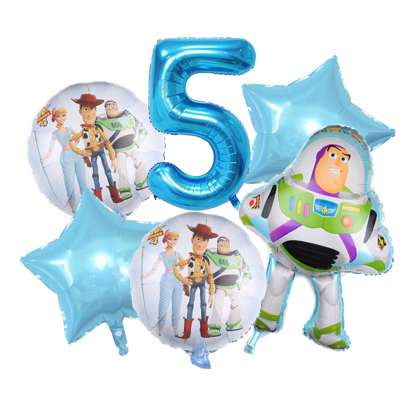 Disney-Decoración de fiesta de cumpleaños de Toy Story, suministros de vajilla, mantel, vasos de papel, platos, globos de Buzz Lightyear, regalos