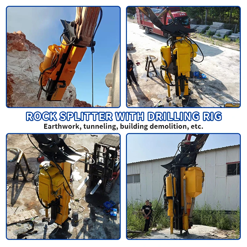 Hydraulic and Excavator Combo Mounted Breaking Integrated Drill Concrete Cracking One Rock Splitter with Drilling Rig Customized