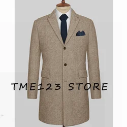 Autumn and Winter Men's Long Herringbone Jacket High Quality Casual Jacket Man Jackets for Men Men's Clothing 2024 Male Coat