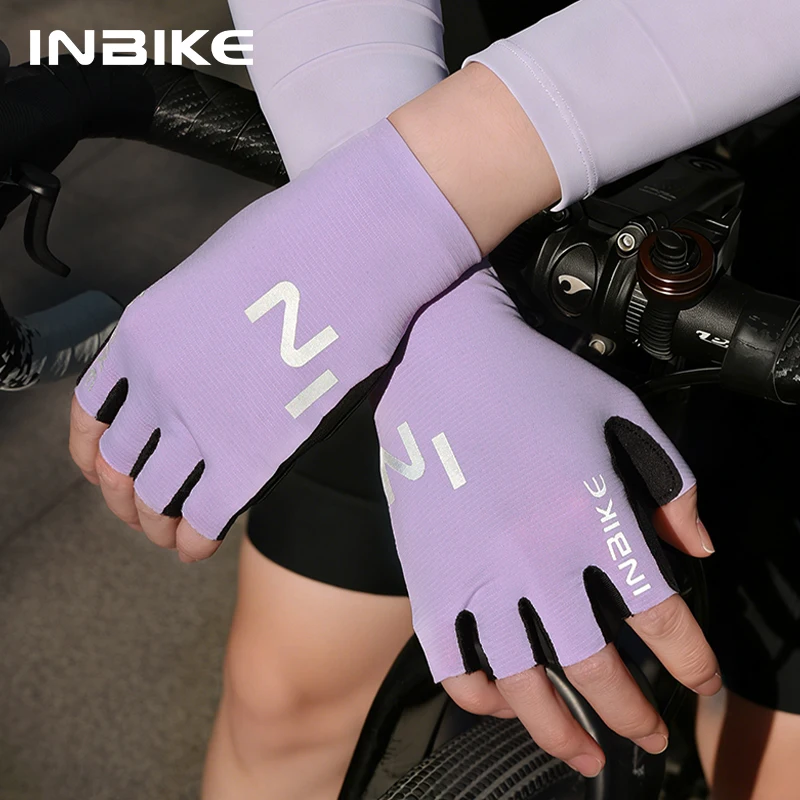 INBIKE Fahrradhandschuhe für Männer und Frauen, verdicktes, stoßdämpfendes Handflächenpolster, leichte Sommer-Halbfinger-Fahrradhandschuhe für Rennräder