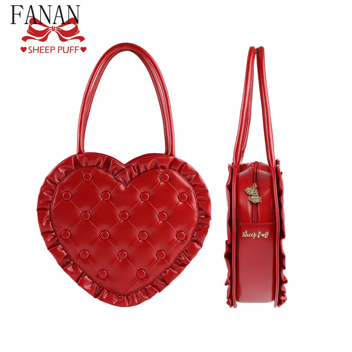 Women's Handbags Heart Pillow Original Lolita Style Vintage Lace Handbag Sweet and Cute Shoulder Bag Heart Top-Handle Bags view 6