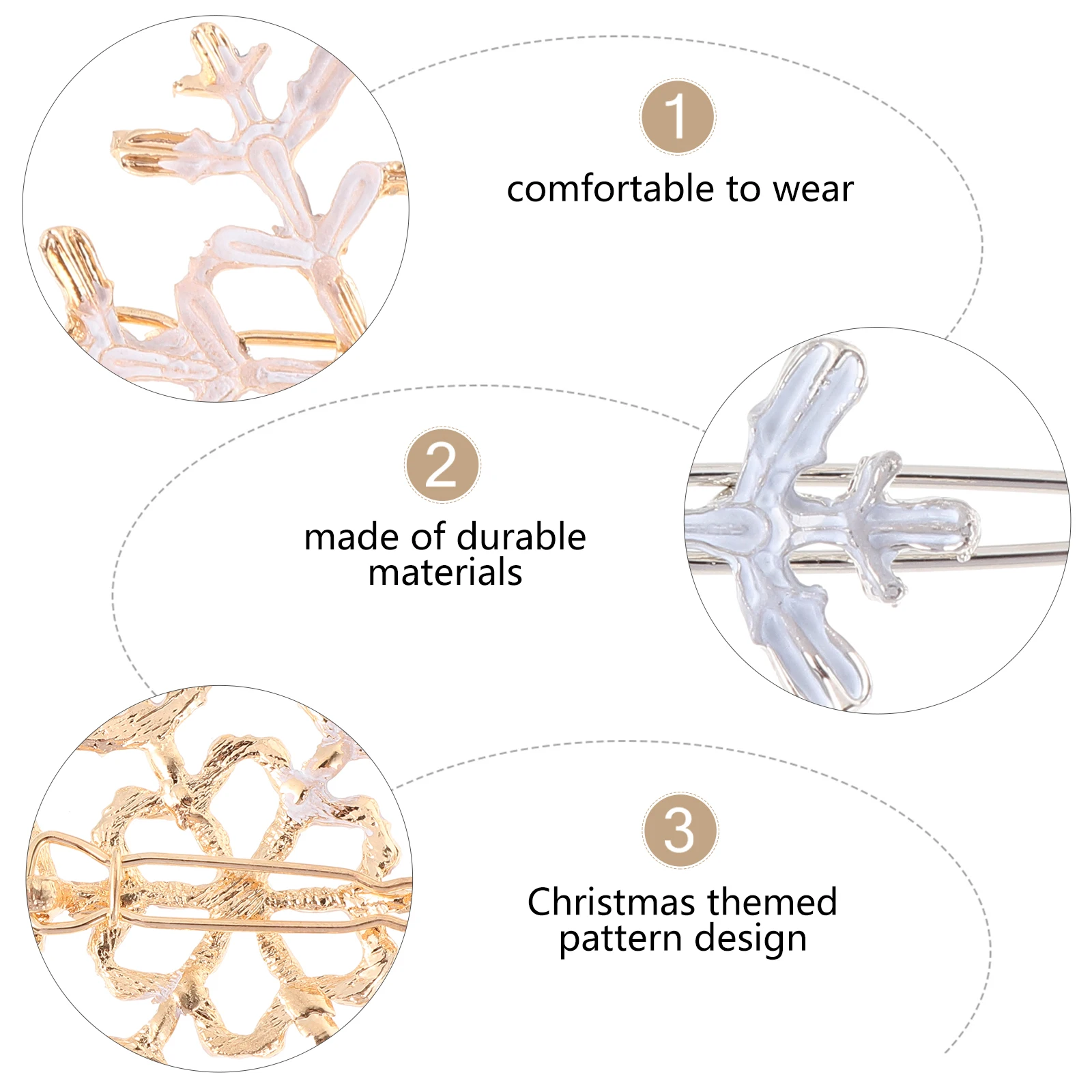 

6pcs Snowflake Hairpin Delicate Clips Christmas Barrettes Xmas Hair Clips Headgear Accessories Alloy Durable Material Fashion