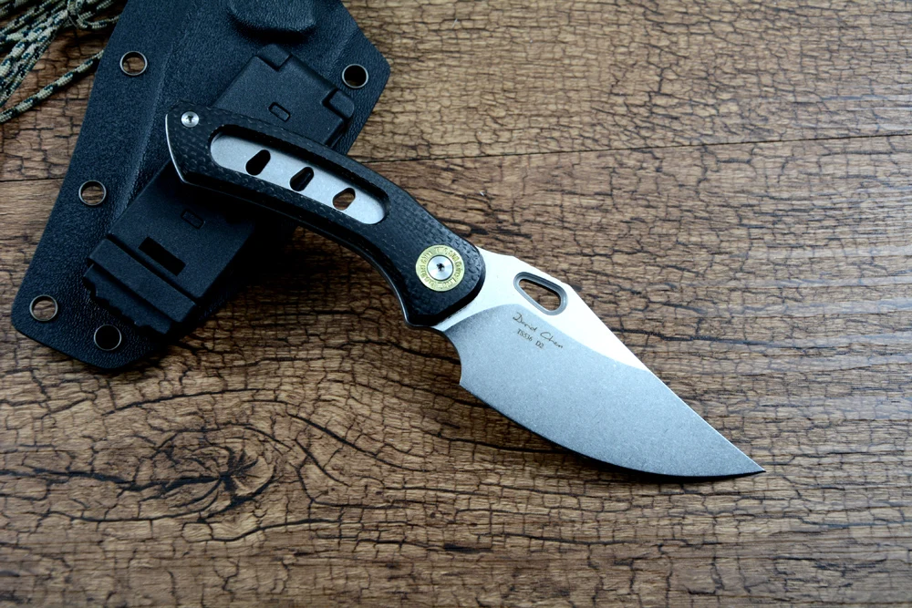 TWOSUN Fixed Knife D2 Stonewashed Blade Kydex Sheath Outdoor Camping Hunting Knife EDC TS536