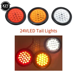 Indicator 1pcs 24V Rear Tail Brake Stop Marker  Car Truck Trailer Light 24 LEDS Round Reflector Warning Lights Red Yellow White