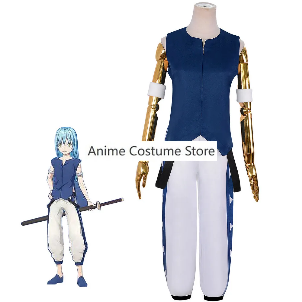 Unisex Anime Cos Time I Got Reincarnated Slime Rimuru Tempest Cosplay Costumes Halloween Christmas Party Sets Blue Uniform Suits