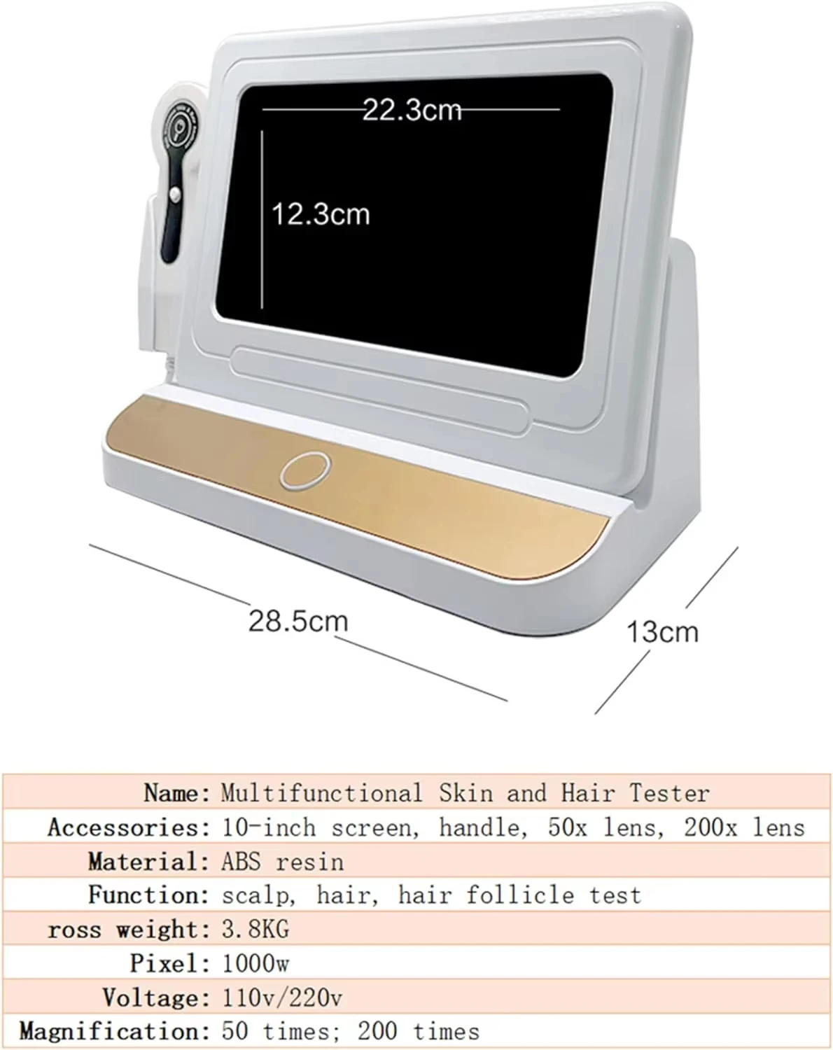 Hoge Kwaliteit 10 Inch LCD Spectrale Hoofdhuid Detector Microscoop Vergrootglas 50/200x Digitale Haar Huid Analyzer voor Haarzakjes test