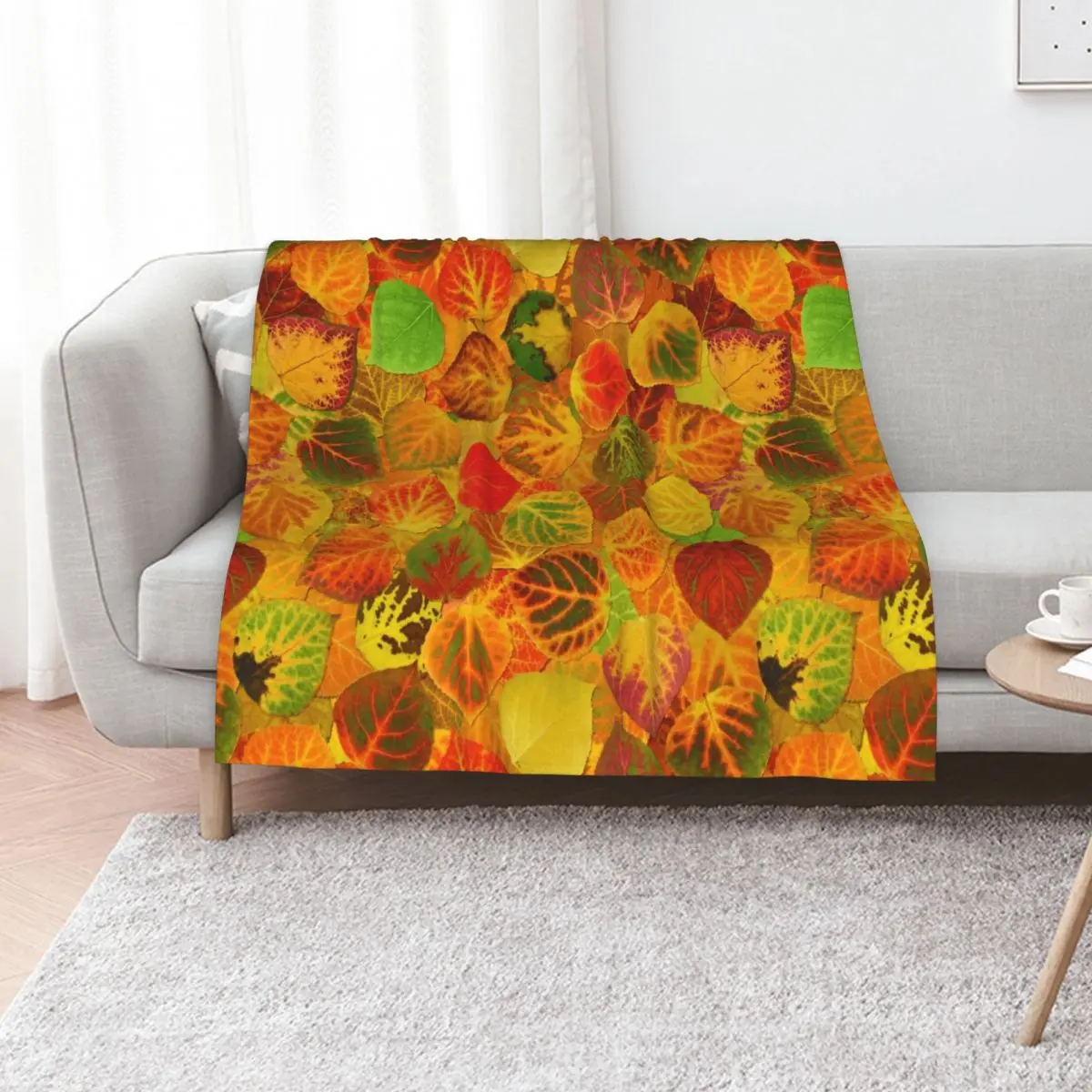 Aspen Leaves collage solid medley seamless 1 Throw Blanket Luxury Nap Cute Plaid Quilt Multi-Purpose blankets ands Blankets