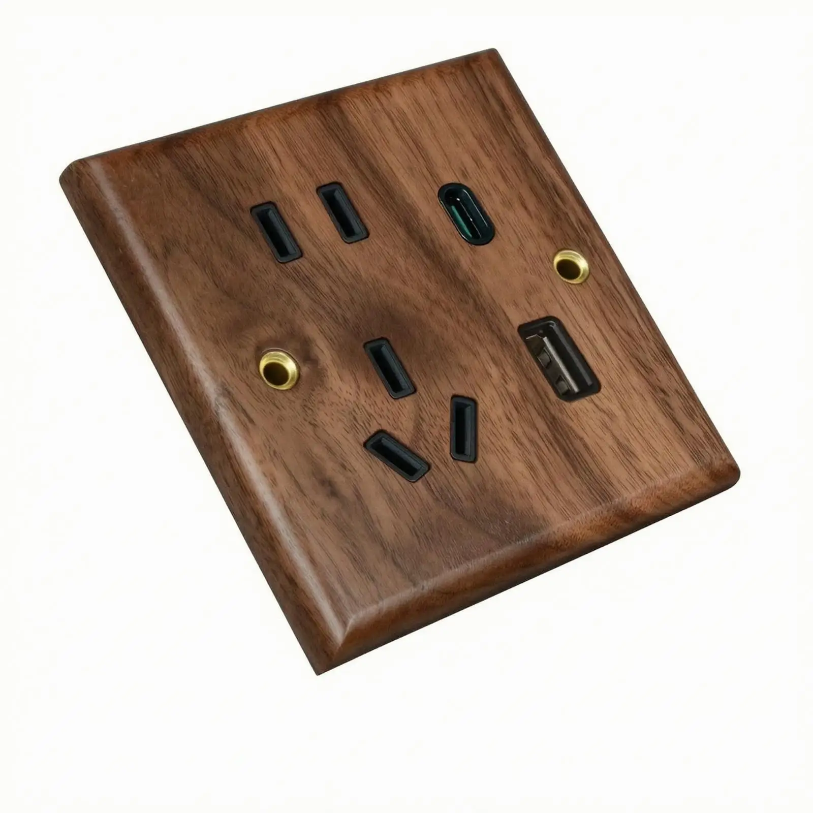 Walnut Wood-Grain Switch Panel | Tin-Phosphor Bronze Conductive Parts, Warm Vintage Character, Wood-Grain Electrical Outlet