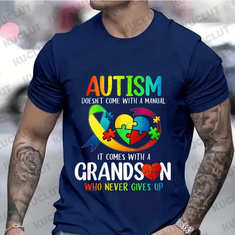 Men\'s Clothing Autism Mom Dad Doesn\'t Come T-shirts Autism Awarenes Men Y2k Tops  Autism Family Matching Men\'s Tshirts Clothes