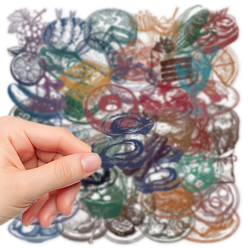 50PCS Line Food Graffiti Stickers DIY Artistic Painting Graffiti Motorcycle Bicycle Stationery Supplies Self-adhesive Decals Toy