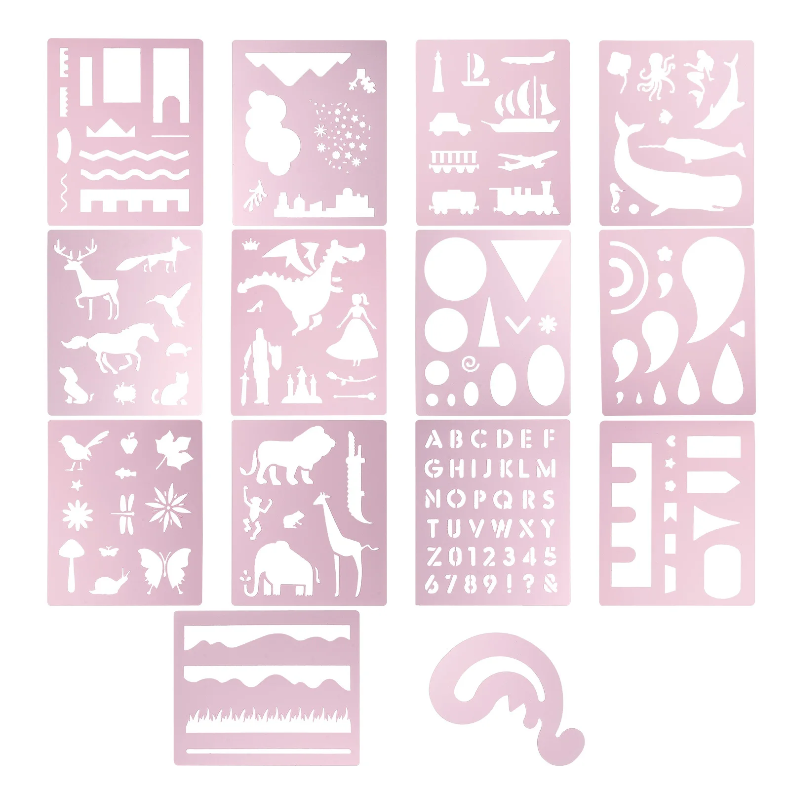 

14pcs Account Template Pet Painting Stencil For Scrapbooking Pp Hollow Painting Template School Projects Diy Art Craft
