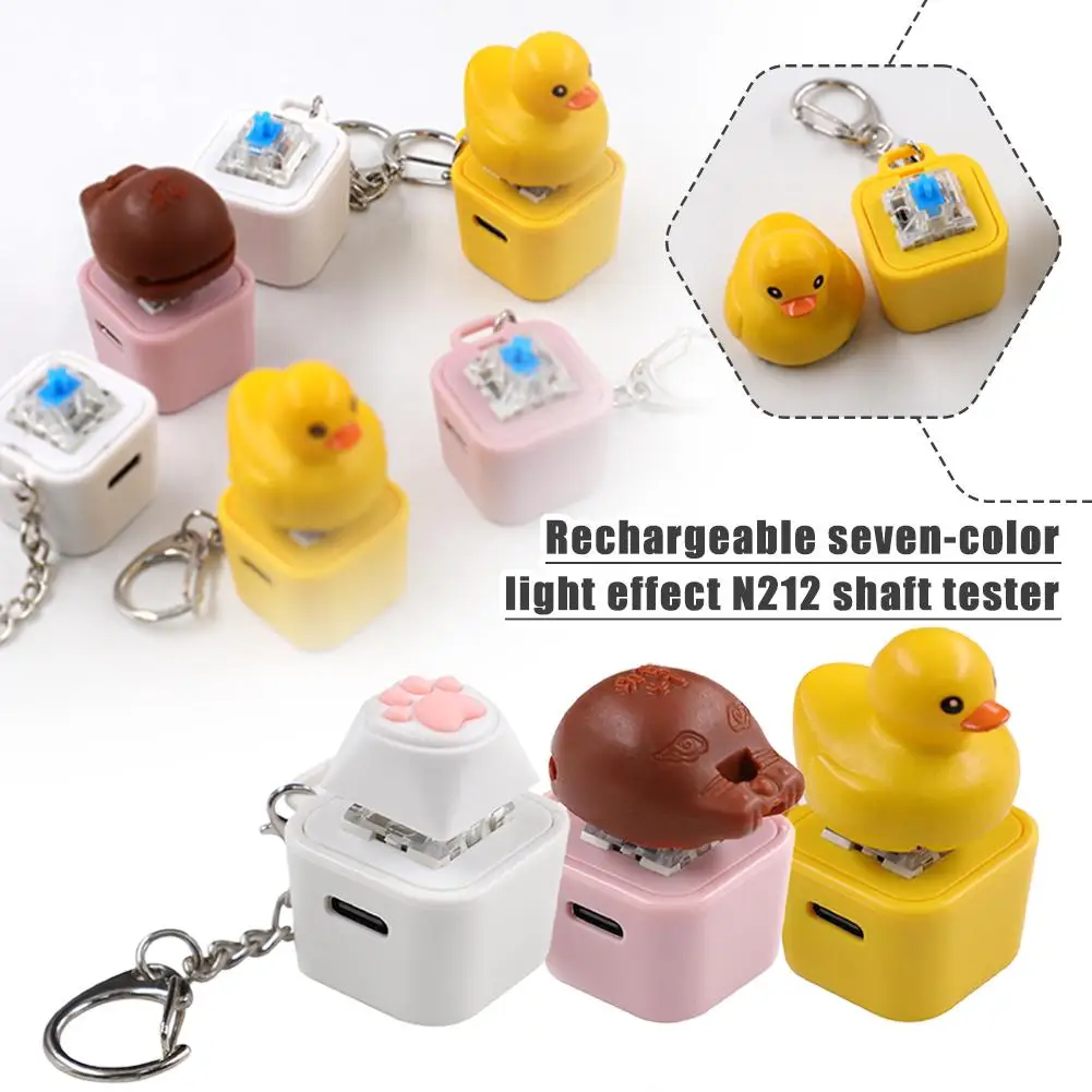 7color Lamp Effect Cap Cute Stereo Little Yellow 3d Duck Style Board Mechanical Mx Axis Design Personality Cap K1q3