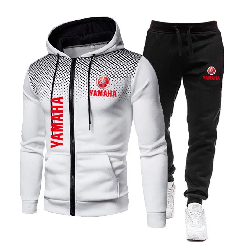 Yamaha Men's Sets Logo Print Spring Fashionable Casual Outdoor Zippered Hoodie Sweatshirt Sport Pants for Motorcycle Enthusiasts view 3