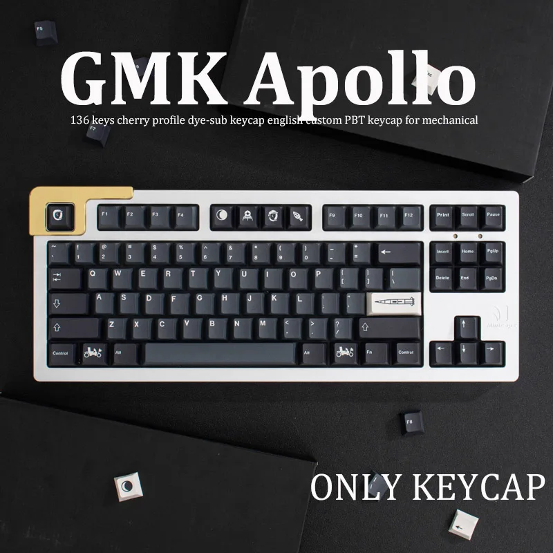 GMK Apollo 135 toetsen Cherry Profile PBT Keycap DYE-SUB Engelse aangepaste persoonlijkheid Keycaps voor mechanisch toetsenbord 61/64/68/75/84