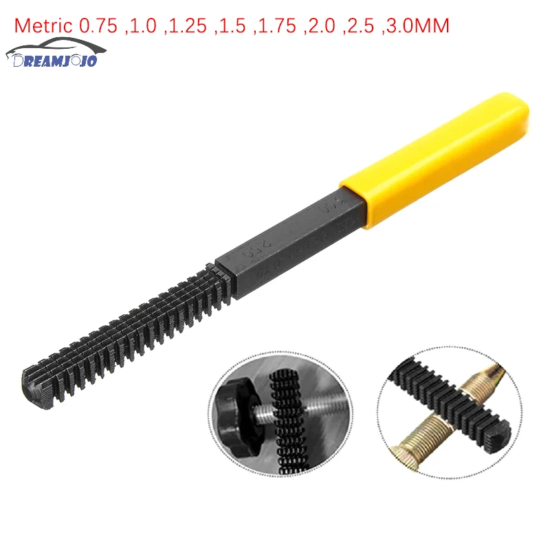 Thread Repair File Metric Thread Restoration Repair File Cleans Damaged Threads 0.75-3mm Pitch Metal Hardware DIY Hand Tools