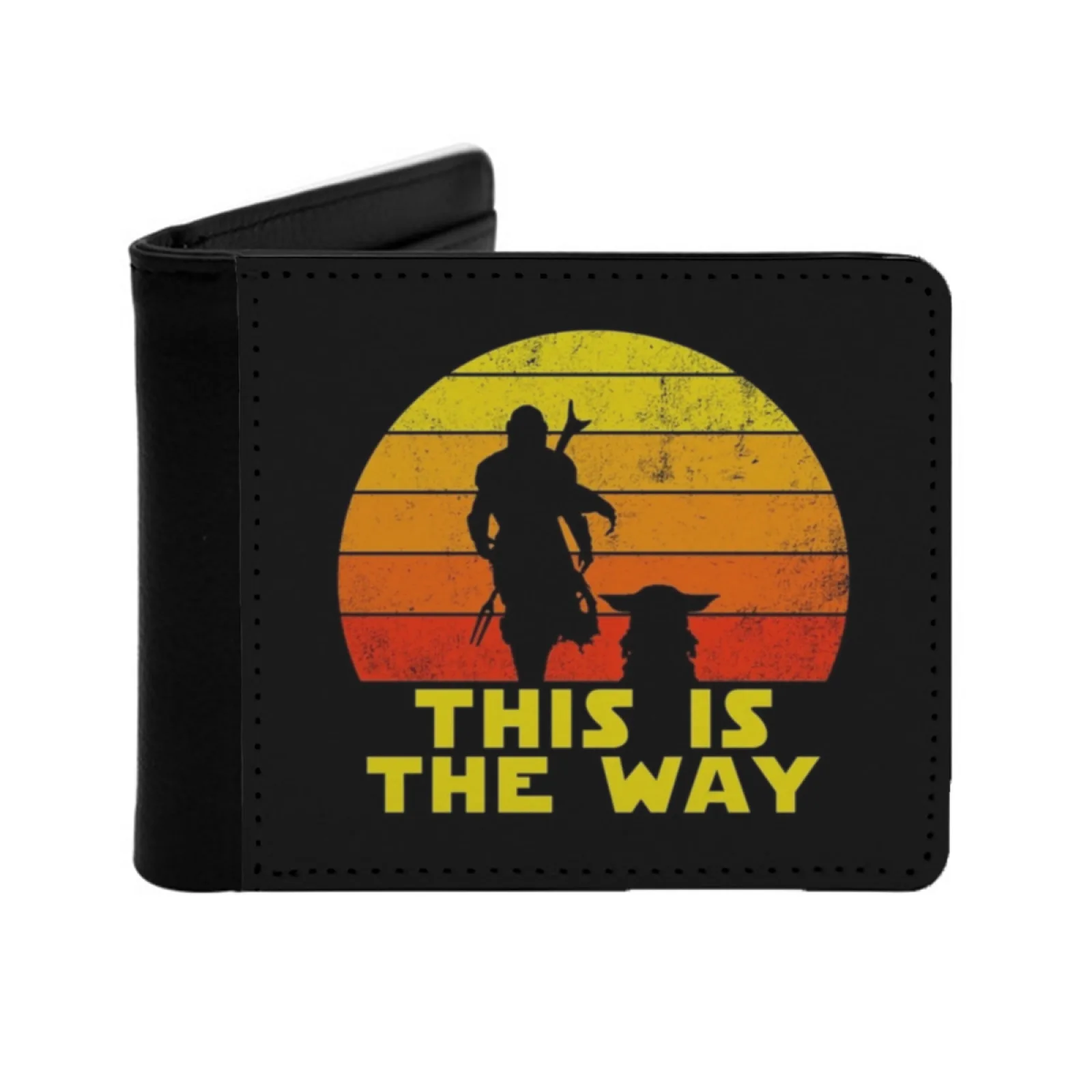 Mando And Baby This Is The Way Retro Sunrise Short Men's Wallet Multifunction Purse Male Pu Leather Wallet Mando Retro The Baby