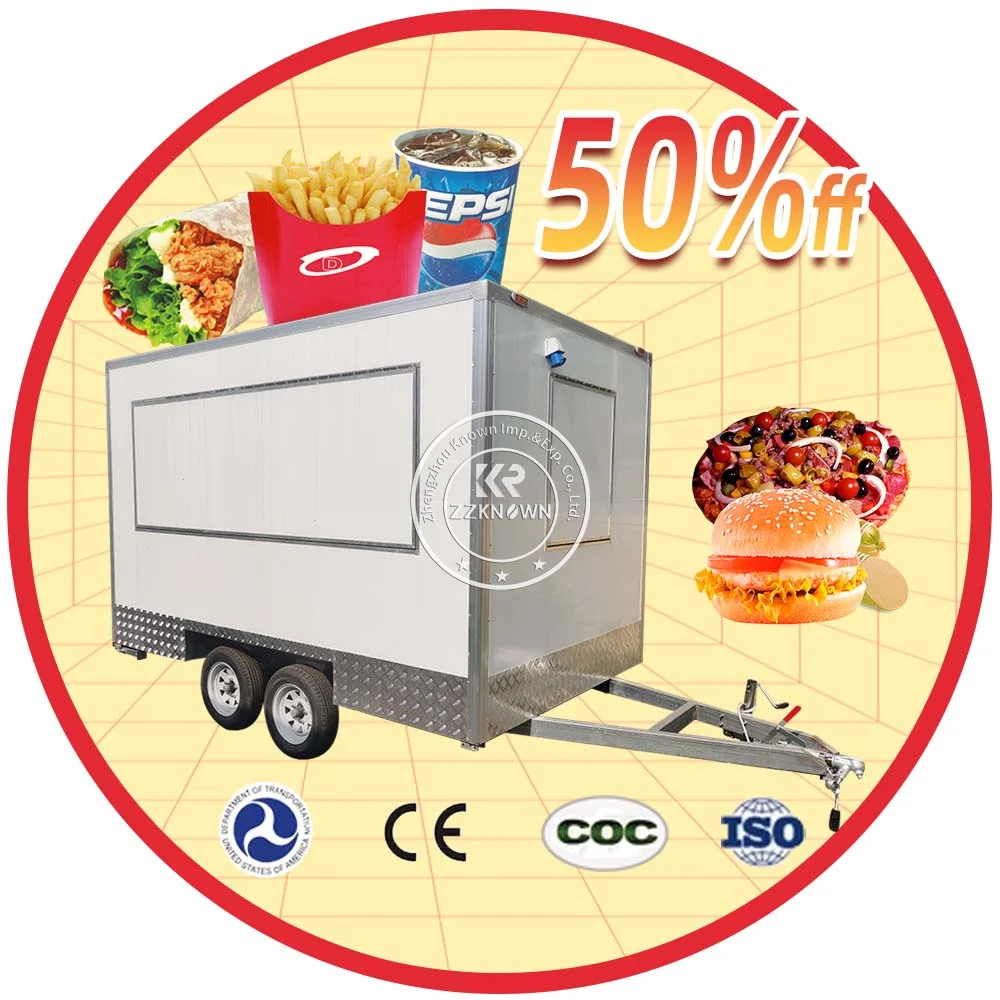 SPOT STOCK!! Shipping Now!! 3.5M White Mobile Food Trailer Outdoor Food Truck Ice Cream Hot Dog Cart!!