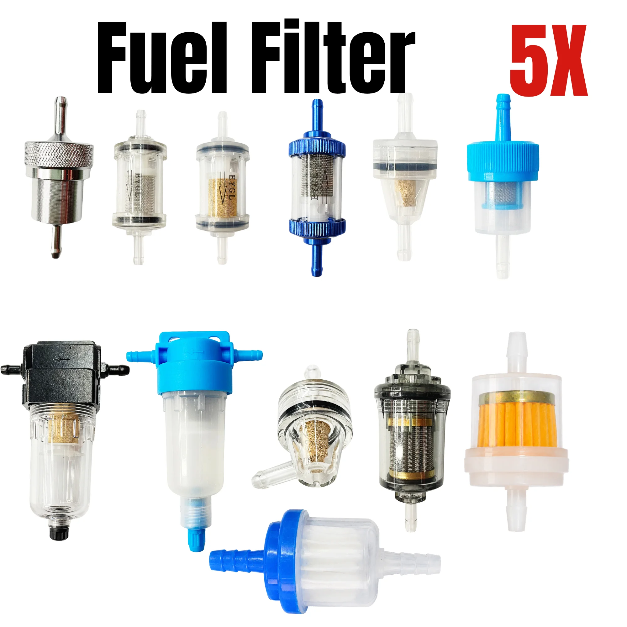 5X Universal Air Diesel Filter Parking Heater Fuel Oil Filter Water Separator Replacement Fit Truck Bus Caravan Boat 12 Type
