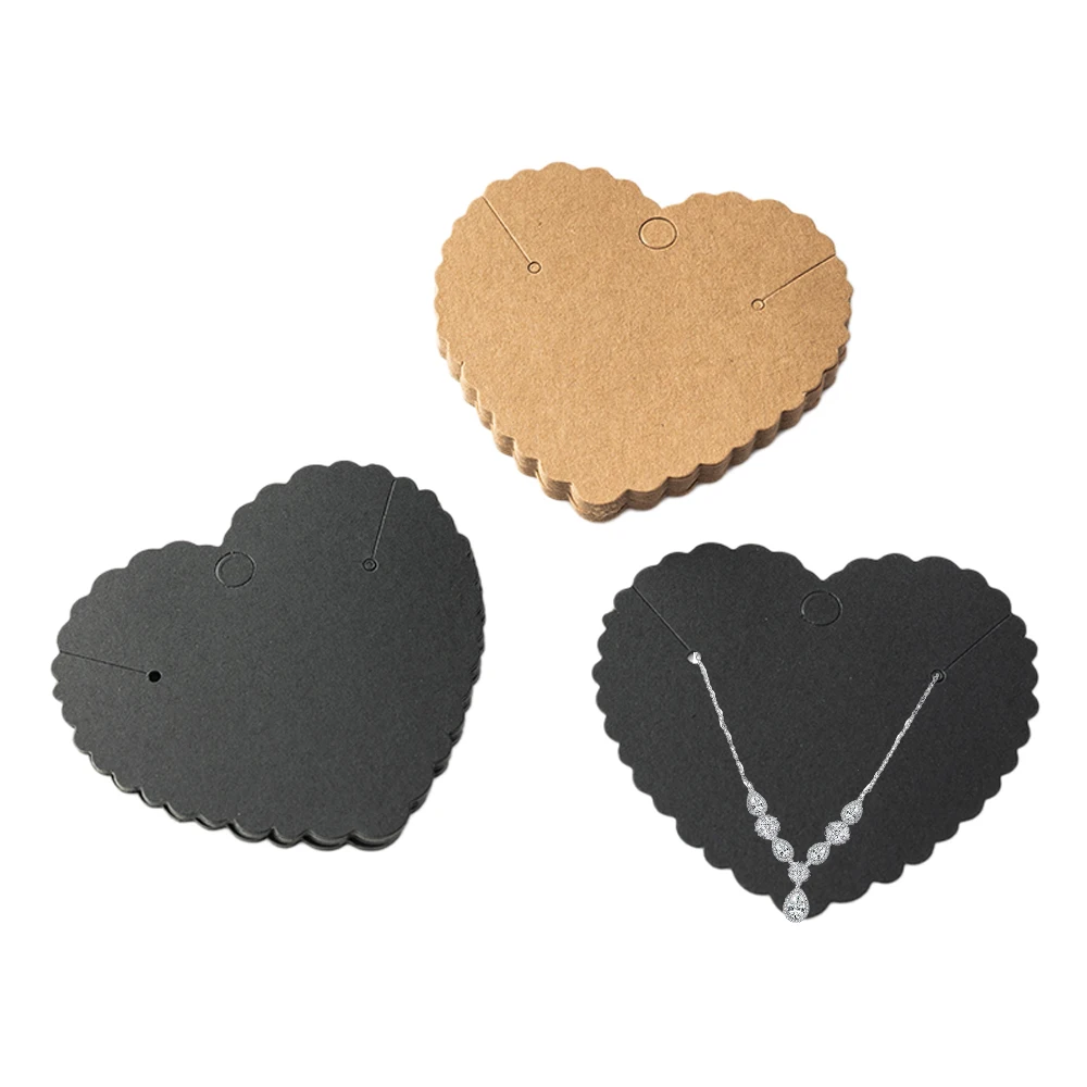 

50pcs Heart Paperboard Earring Cards Necklace Display Blank Cards for DIY Jewelry Small Businesses Packaging Material Supplies