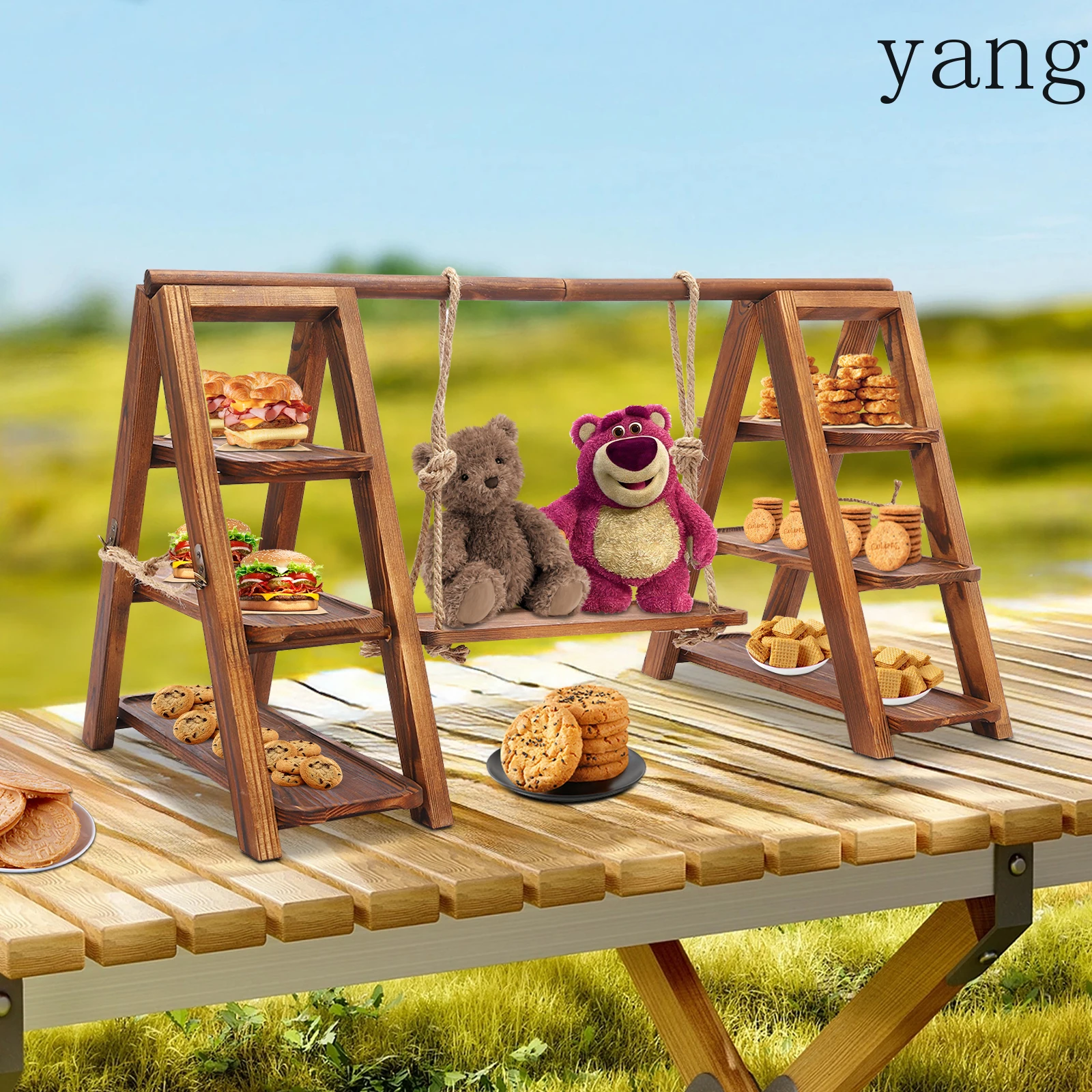 Wooden Dessert Stand, Multiple Levels Large Capacity Solid Wood Dessert Display Stand，Decoration For Weddings,Birthday，Parties