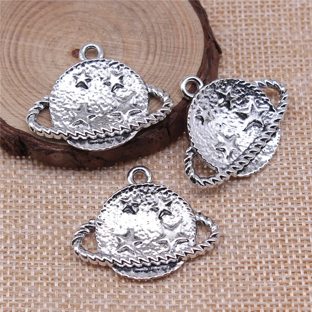 WYSIWYG 4pcs 35x27mm Antique Silver Color Universe Charms Pendant For DIY Jewelry Making Handmade Jewelry Craft Findings