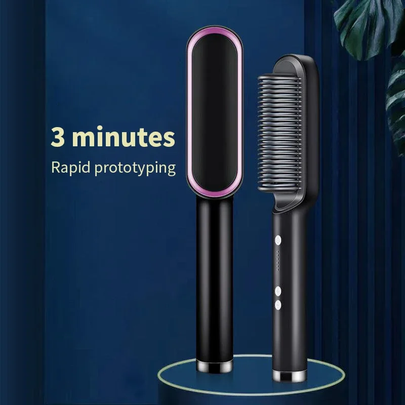 Hot Air Hair Brush Comb Straightening Dryer Hot Brush Flat Iron Hair Straightener Brush Ceramic Electric Heat Comb Styler Tool