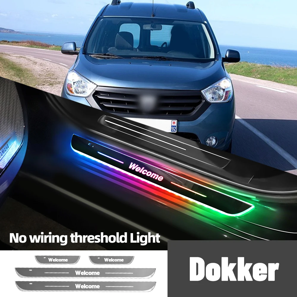 For Renault Dokker 2012-2020 2017 2018 2019 Car Door Sill Light Customized Logo LED Welcome Threshold Pedal Lamp Accessories