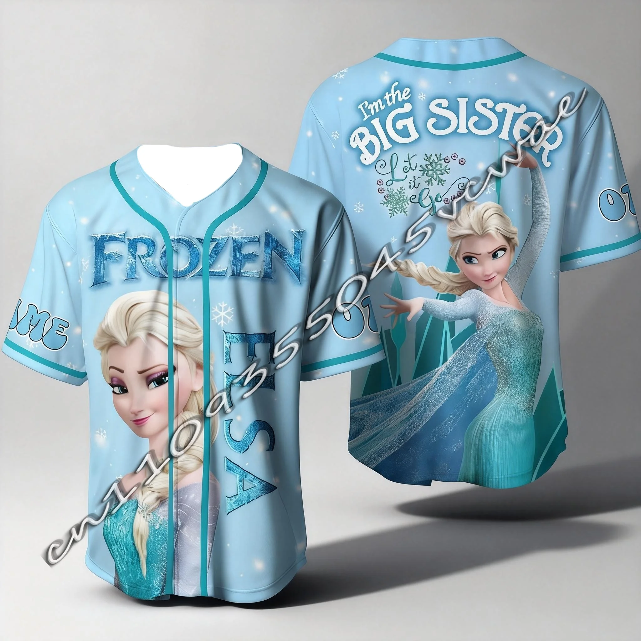 

Тематический комплект одежды для пары в стиле Эльзы из мультфильма «Холодное сердце» от Disney, летняя спортивная бейсбольная футболка для мужчин и женщин, топ для беременных 2026
