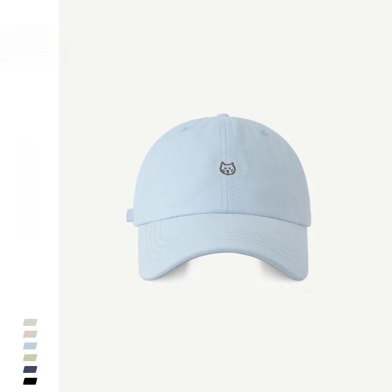 Cute Cat Embroidery Baseball Cap for Women Beige Soft Top Dad Hat Outdoor Sports Casual Baseball Cap for Women Girls view 3