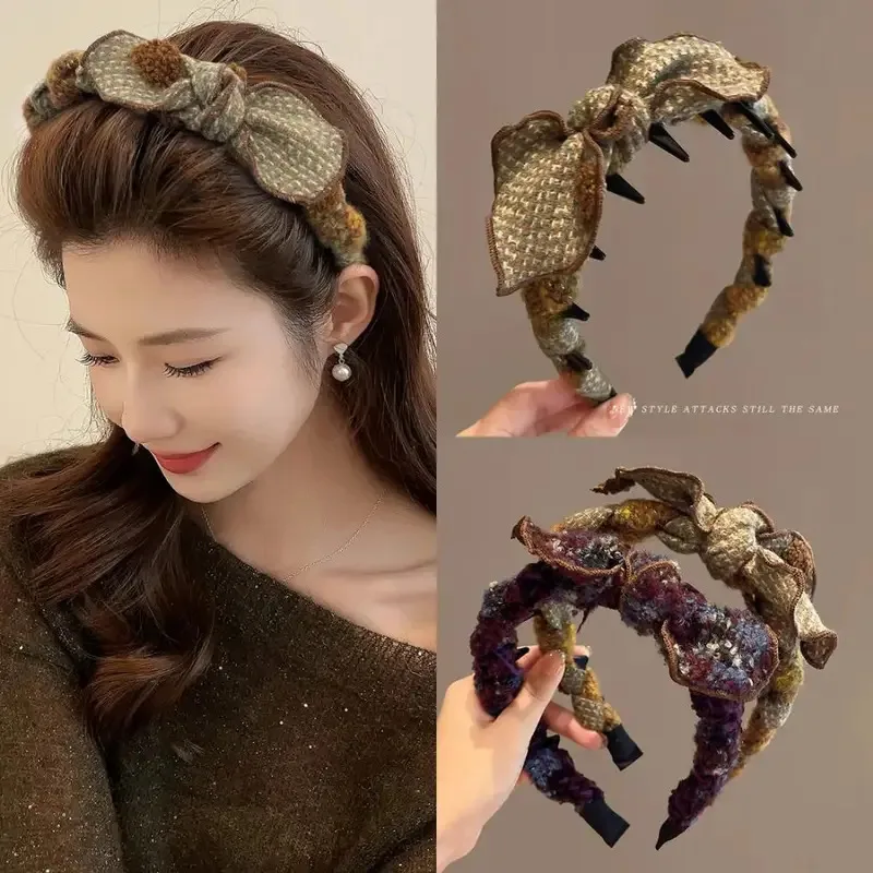 

2025 New Bow Hairband High Crown Hair Accessories Women Autumn Winter Face Washing Headband