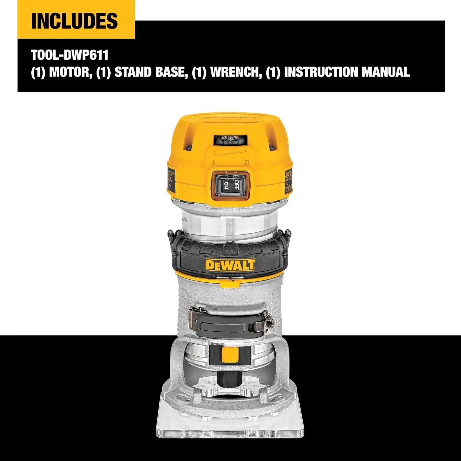 DEWALT Router, Fixed Base, 1-1/4 HP, 11-Amp, Variable Speed Trigger, Corded (DWP611)