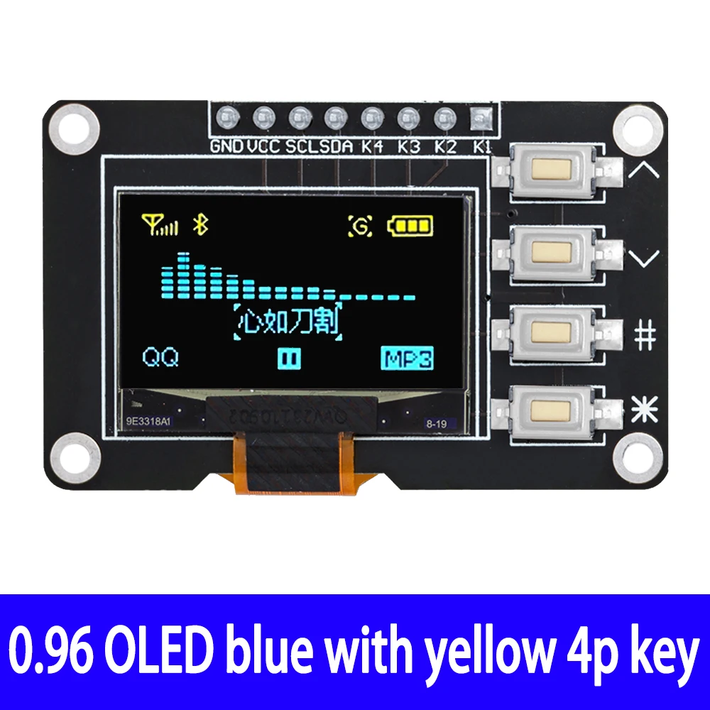 1 ~ 2 Stück 0,96 Zoll OLED IIC Weiß/Gelb Blau/Blau 12864 OLED-Display mit 4x4 Tasten I2C SSD1315 LCD-Bildschirmplatine für Arduino