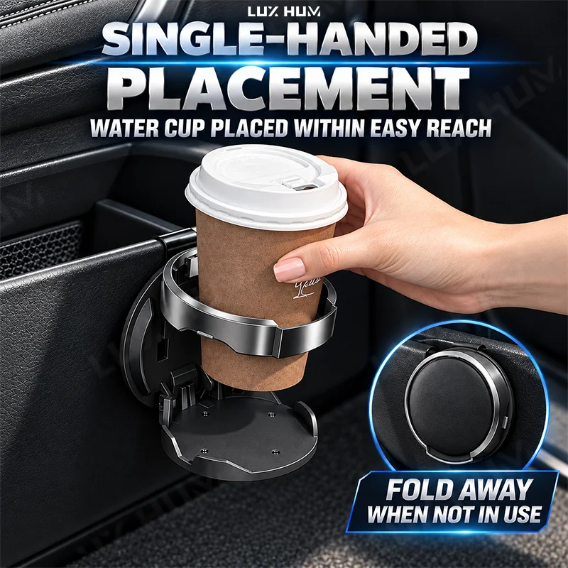 LUXHUM Luxury Foldable Car Cup Holder Side Door Mount Water Drink Bottle Stand Universal Auto Interior Accessories