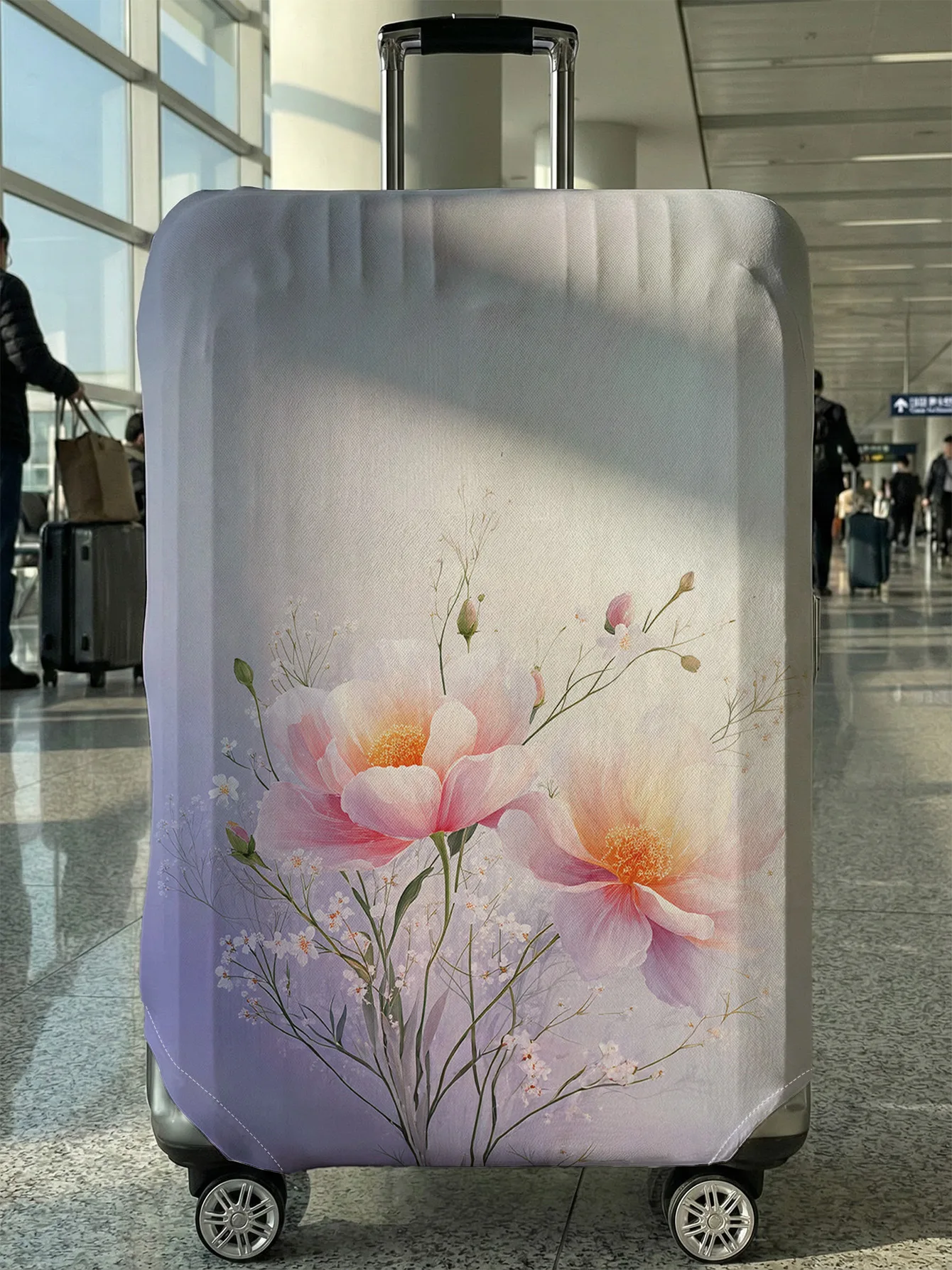 

Защитный чехол для багажа с рисунком розового цветка пиона, подходит для чехлов для багажа размером 18-32 дюйма, перчаток для ручки багажа, дорожных аксессуаров.