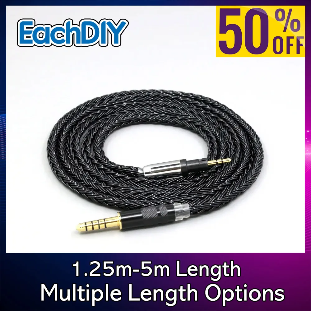 16 Core Earphone Cable For Austrian Audio Hi-X15 Hi-X65 Hi-X50 X55 Headphone Black Braided 8858