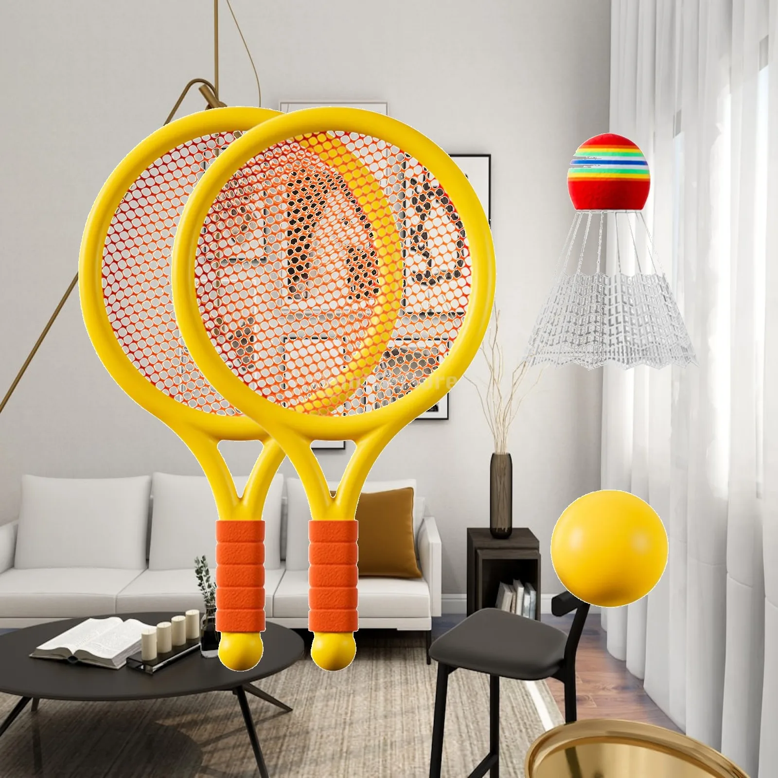 Children's Badminton Tennis Set Interactive Toy Tennis Racket Set Gift Beginner Beach Toys