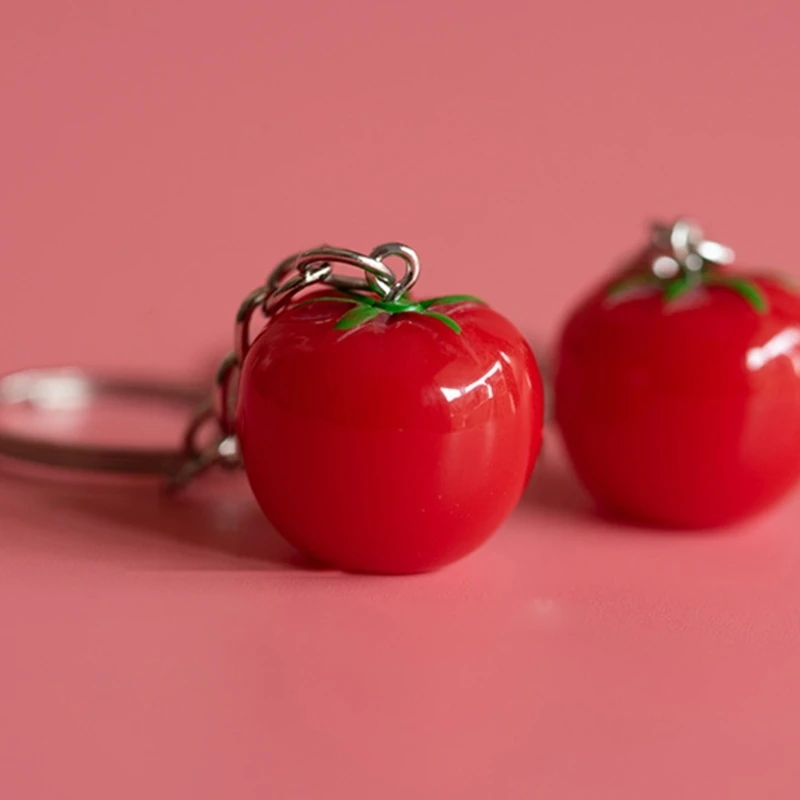 Simulation Tomato Pendant Keychain Creative Fruit Bag Ornament Key Rings Holder Student Gift Fashion Jewelry Accessories