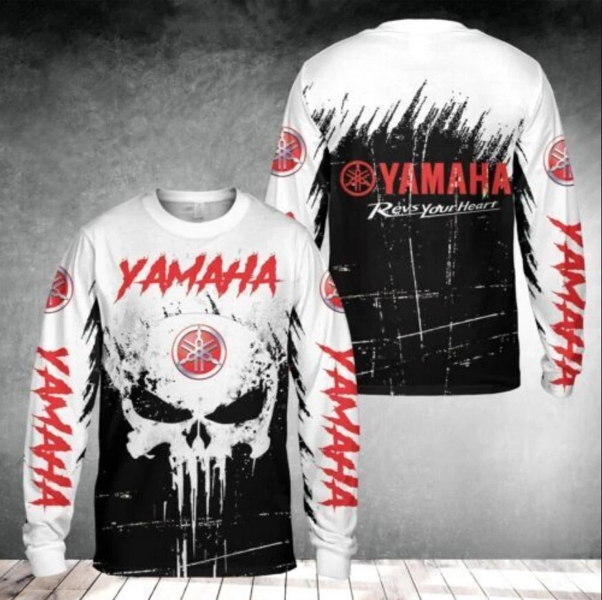 

Skull Yamaha Motorcycle Long Sleeved Riding Suit For Men And Women Summer Fashion Breathable Quick Drying Motocross T-Shirt