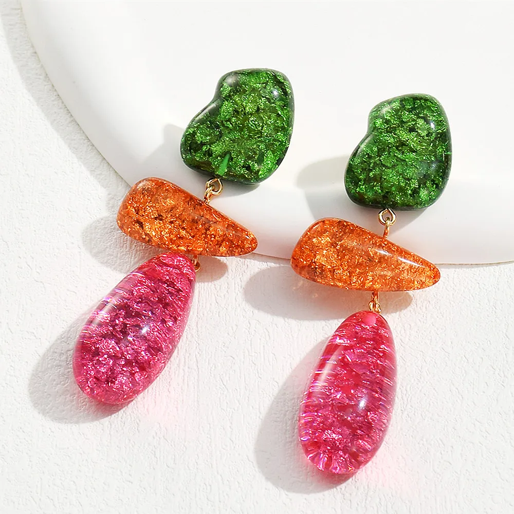 2024 Korean Colorful Crystal Pendant Earrings for Women Girls Bohemia Irregularity Long Drop Earrings Party Jewelry Gifts