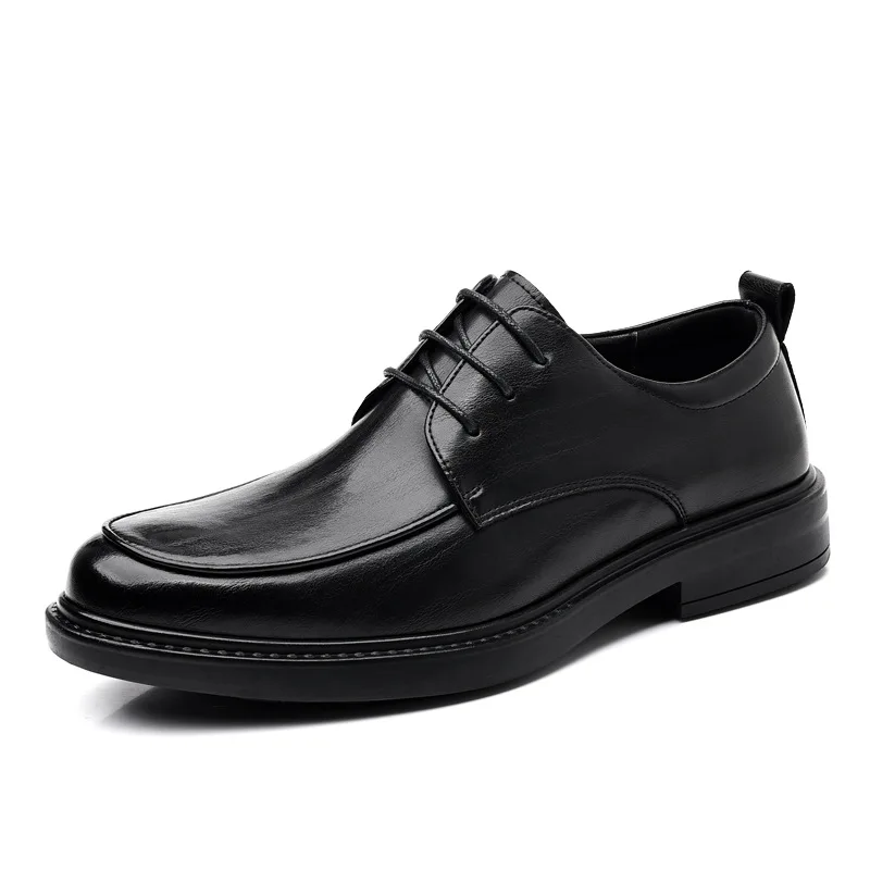 Zapatos de hombre, zapatos de cuero, ropa formal de negocios de otoño, zapatos de vestir informales de suela blanda de estilo británico para novio de boda