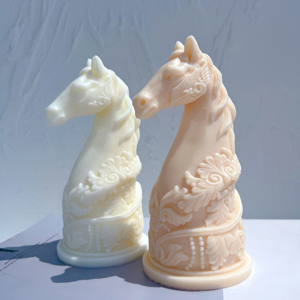 Ritter Statue Kerze Silikon form Büste Reiten Skulptur Kunst Figur Tier Pferdekopf Kerzen form