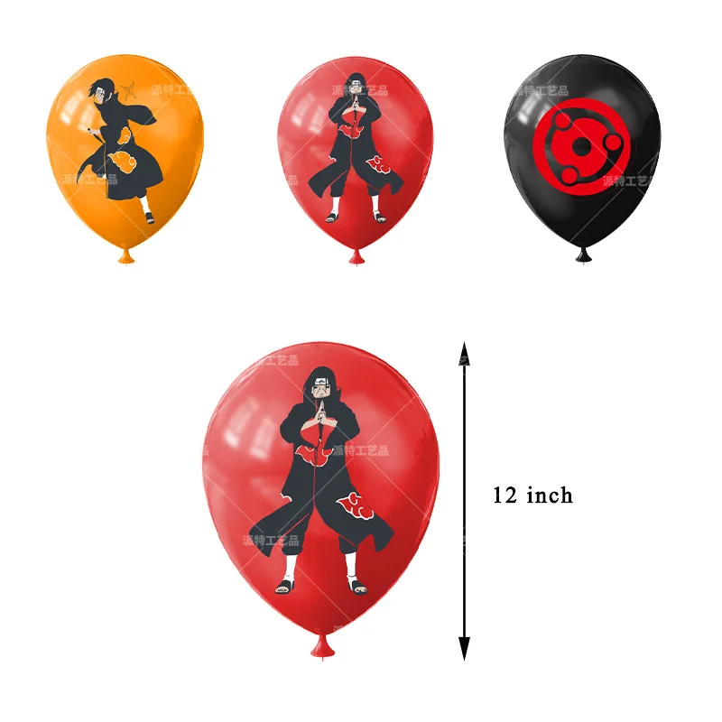 Naruto Uchiha Itachi Dekorasi Pesta Ulang Tahun Anak Laki-laki Peralatan Makan Sekali Pakai Piring Kertas Balon Cangkir untuk Perlengkapan Baby Shower Anak