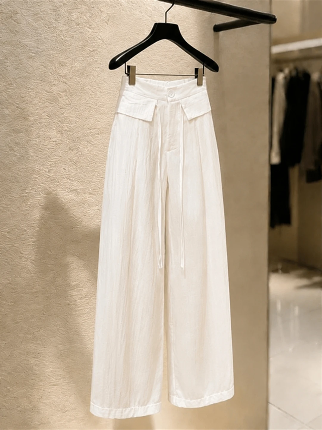 

Summer High Waist Loose Casual Pants Korean Style Fashionable Wide Leg Pants Commute Style Pure Color Straight Cut Trousers