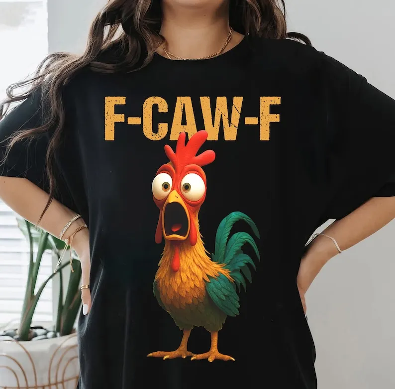 

Chicken F Caw F Shirt Funny Rooster Meme T-Shirt F-CAW-F Chicken Humor Tee Silly Farm Animal Graphic Tee Crazy Chicken Tshirt