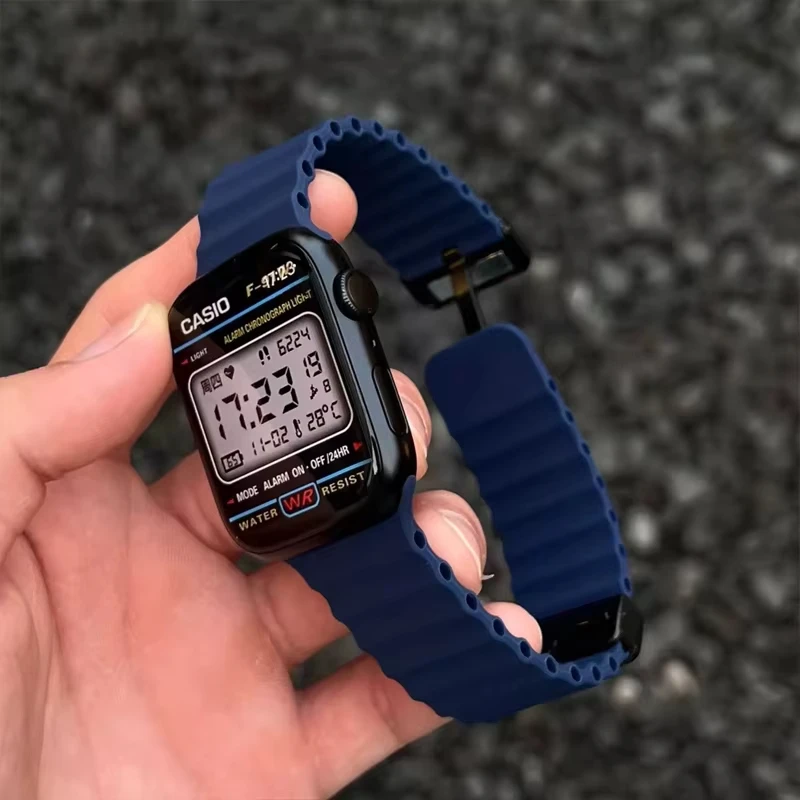 حزام مشبك مغناطيسي لساعة أبل الترا 2 49 مللي متر 45 مللي متر 44 مللي متر 40 مللي متر 41 مللي متر 42 مللي متر 38 مللي متر سيليكون سوار iWatch سلسلة 7 6 se 8 9