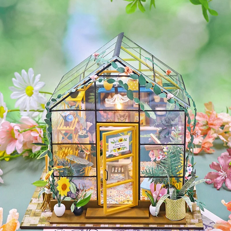 FBIL-Cottage Kit, Mini DIY Flower House, Handmade, 3D Puzzle, Assembly Building, Home Bedroom Decoration