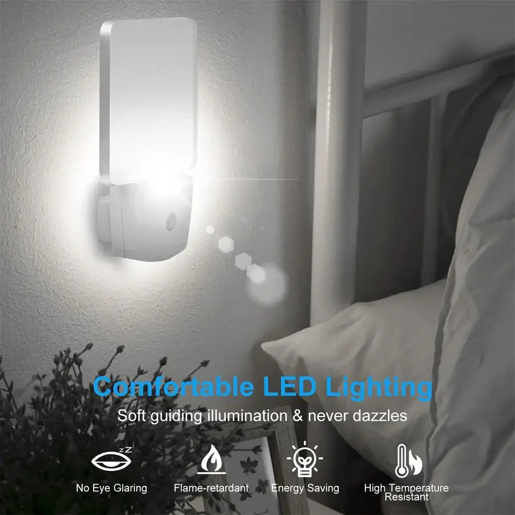 Luz Led nocturna con Sensor automático de anochecer a amanecer, lámpara de ahorro de energía para dormitorio y pasillo, protector ocular