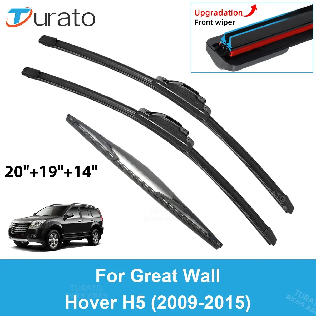 

3PCS Car Wiper Blades for 2009-2015 Great Wall Hover H5 Rear Windshield Wipers Double Rubber Car Accessories 2012 2013 2014 2015